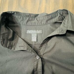 INC International Concepts women long sleeve button down black shirt